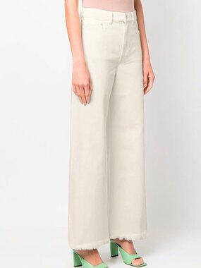 Wandler Magnolia Straight Leg Jeans Women's 28 Ecru Cream Raw Hem Organic Cotton